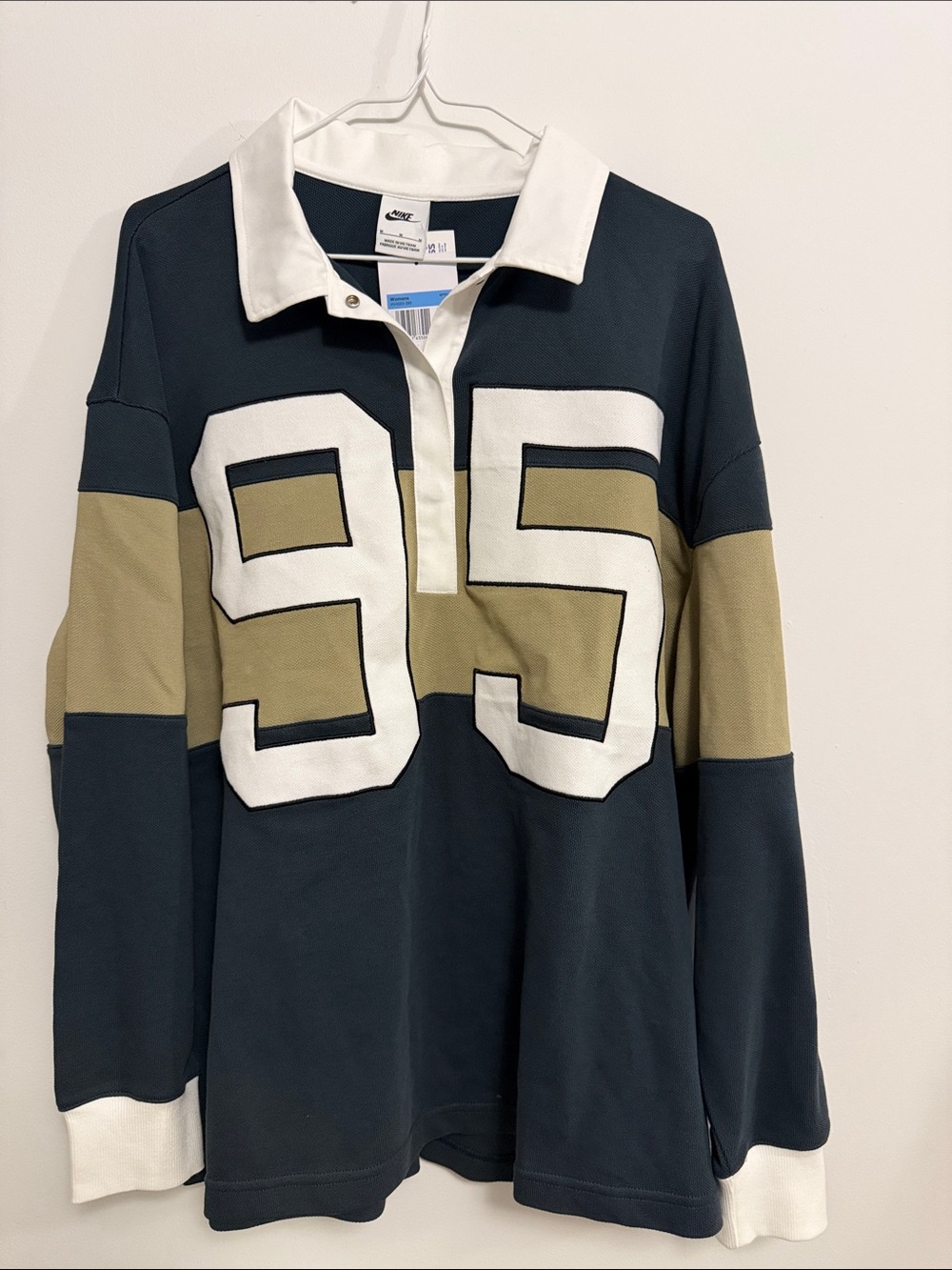 Vintage Nike- Navy & Olive Rugby Top with White 95 Graphic